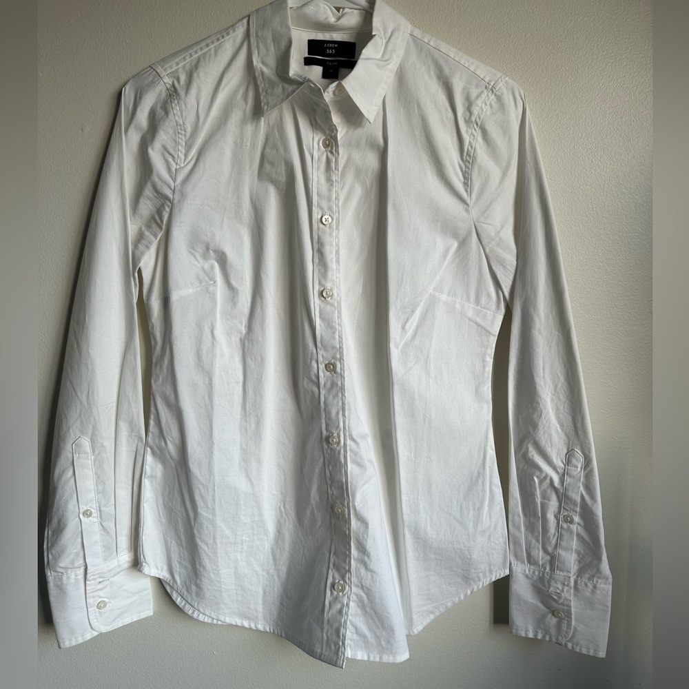 J crew simple white dress shirt blouse